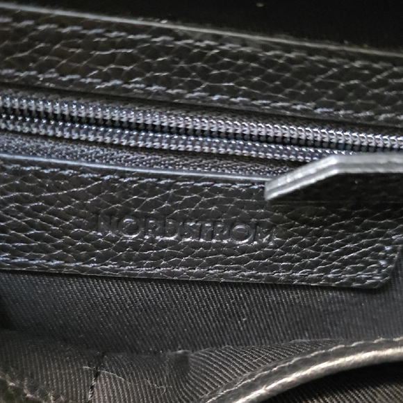 NWOT Nordstrom Black Pebbled Leather Backpack - Picture 7 of 7